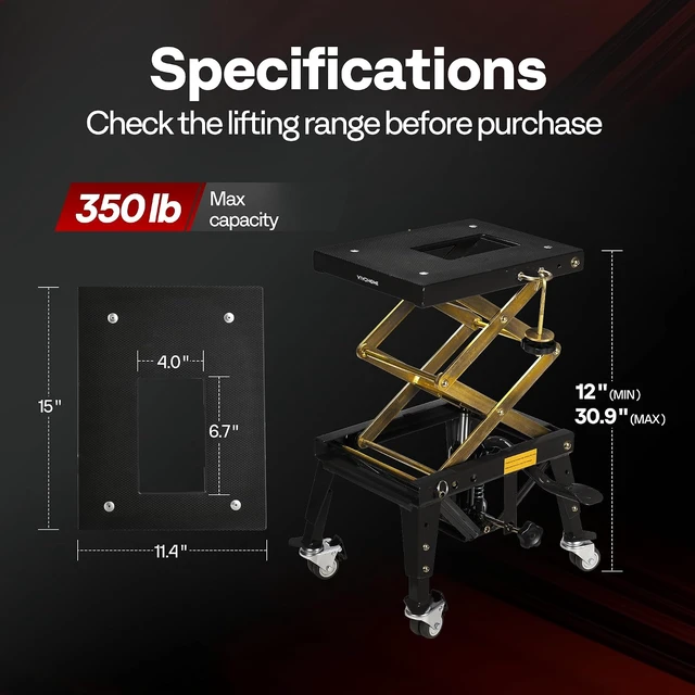 Alt view image 7 of 7 - 350 Lbs Hydraulic Motorcycle Lift Table Motorcycle Scissor Jack