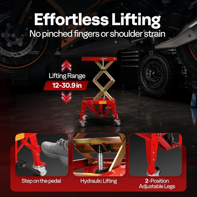Alt view image 4 of 7 - 350 Lbs Hydraulic Motorcycle Lift Table Motorcycle Scissor Jack
