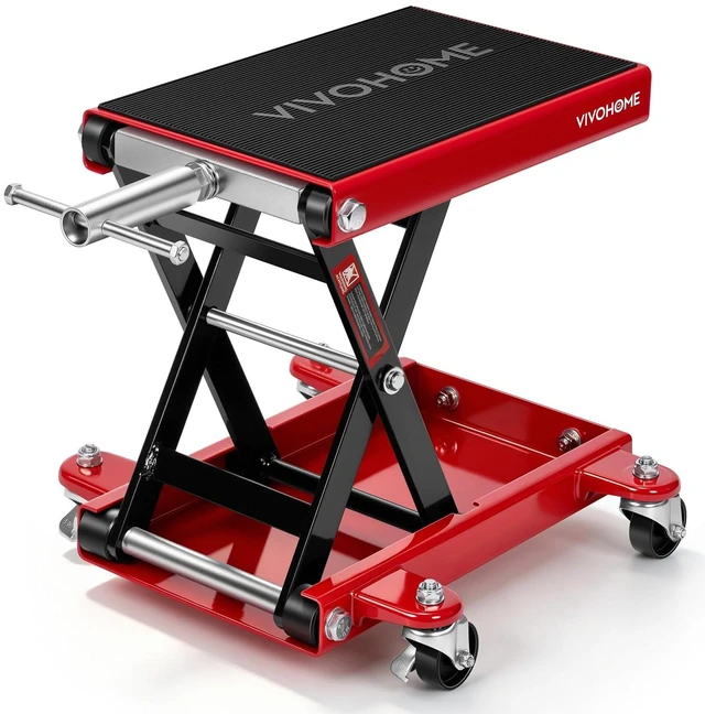 Main image of Motorcycle Lift 1100 Lbs Scissor Lift Jack with Dolly Wheels