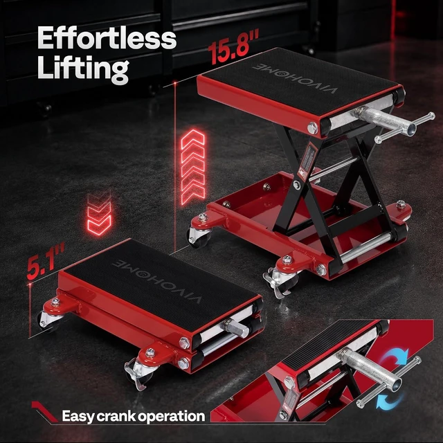 Alt view image 3 of 7 - Motorcycle Lift 1100 Lbs Scissor Lift Jack with Dolly Wheels