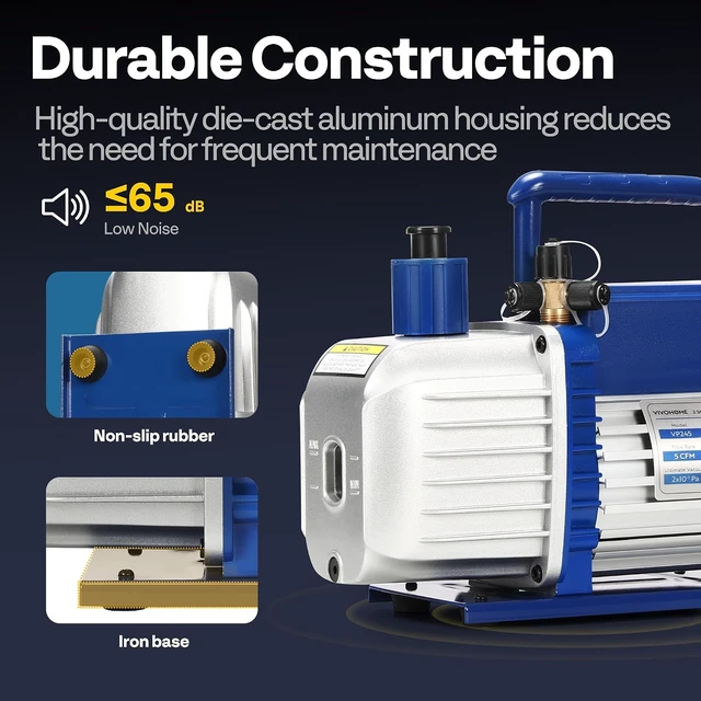 Alt view image 5 of 7 - A2L 1/2 HP 5 CFM 2 Stage HVAC Vacuum Pump with Sparkless Motor