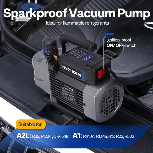 Alt view image 2 of 7 - A2L 1/3 HP 4 CFM Single Stage AC Vacuum Pump with Sparkless Motor