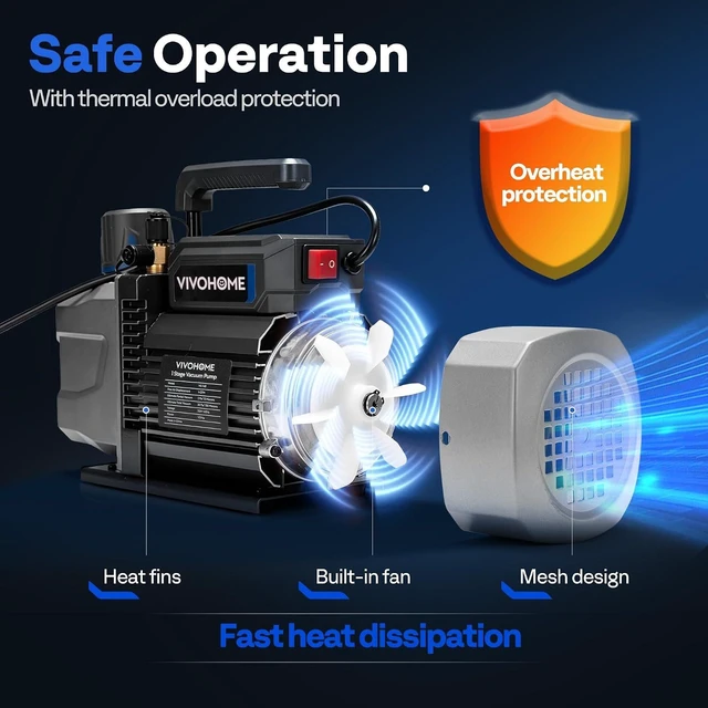Alt view image 5 of 7 - A2L 1/3 HP 4 CFM Single Stage AC Vacuum Pump with Sparkless Motor