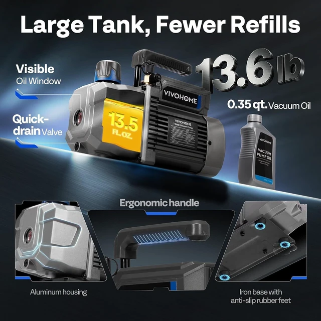 Alt view image 6 of 7 - A2L 1/3 HP 4 CFM Single Stage AC Vacuum Pump with Sparkless Motor