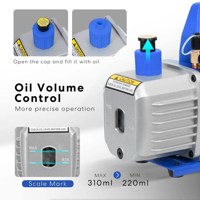 Alt view image 2 of 7 - 110V 1/3 HP 4.5 CFM Single Stage Rotary Vane AC Vacuum Pump