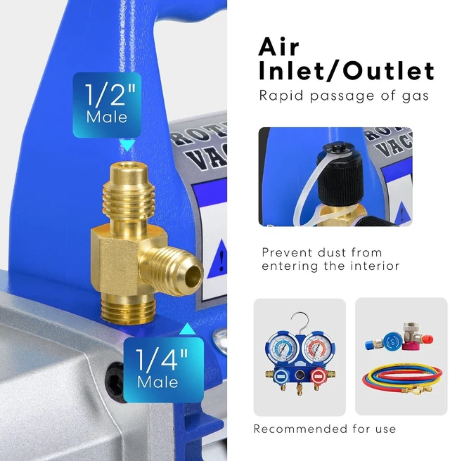Alt view image 4 of 7 - 110V 1/3 HP 4.5 CFM Single Stage Rotary Vane AC Vacuum Pump