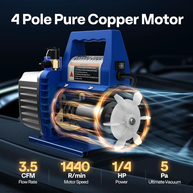 Alt view image 2 of 7 - 110V 1/4 HP 3.5 CFM Single Stage Rotary Vane AC Vacuum Pump