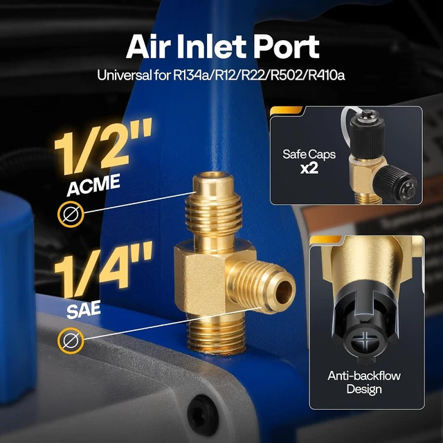 Alt view image 3 of 7 - 110V 1/2 HP 5 CFM Dual Stage Rotary Vane HVAC Air Vacuum Pump