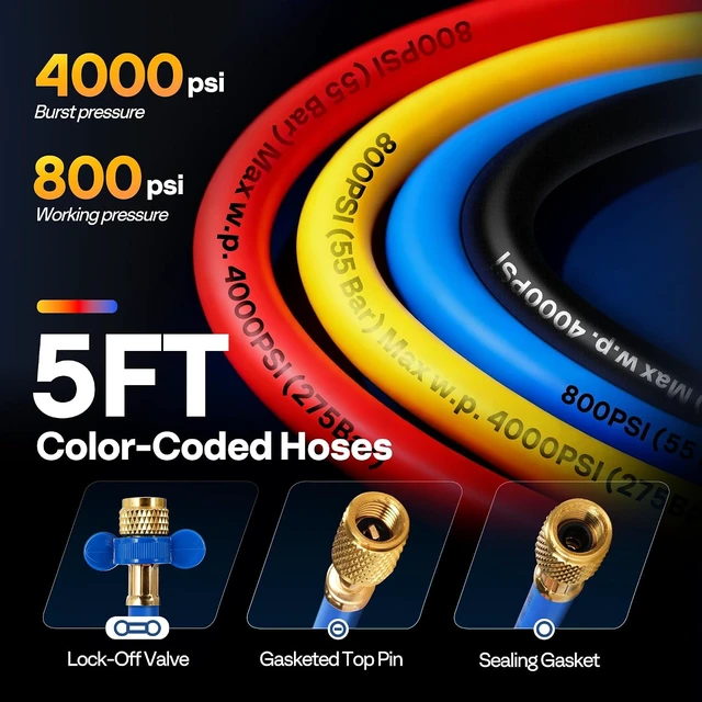 Alt view image 5 of 7 - HVAC Manifold Gauge Set for R410a R454B R32 R22 Refrigerant