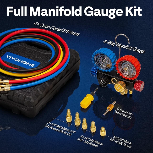 Alt view image 6 of 7 - HVAC Manifold Gauge Set for R410a R454B R32 R22 Refrigerant