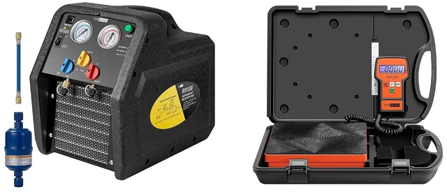 Main image of R1234YF 1 HP Dual Cylinder Portable Refrigerant Recovery Machine with High Precision Electronic Digital Refrigerant Charging Weight Scale Orange