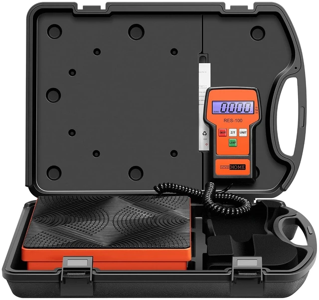 Alt view image 3 of 7 - R1234YF 1 HP Dual Cylinder Portable Refrigerant Recovery Machine with High Precision Electronic Digital Refrigerant Charging Weight Scale Orange