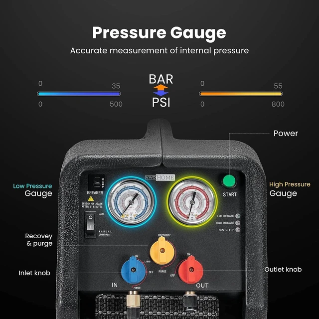 Alt view image 4 of 7 - R1234YF 1 HP Dual Cylinder Portable Refrigerant Recovery Machine with High Precision Electronic Digital Refrigerant Charging Weight Scale Orange