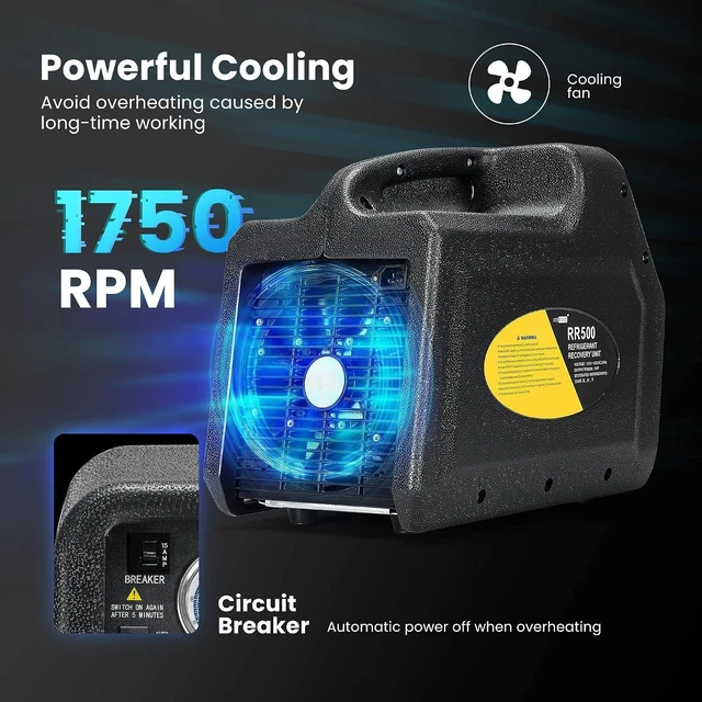 Alt view image 6 of 7 - R1234YF 1 HP Dual Cylinder Portable Refrigerant Recovery Machine with High Precision Electronic Digital Refrigerant Charging Weight Scale Orange