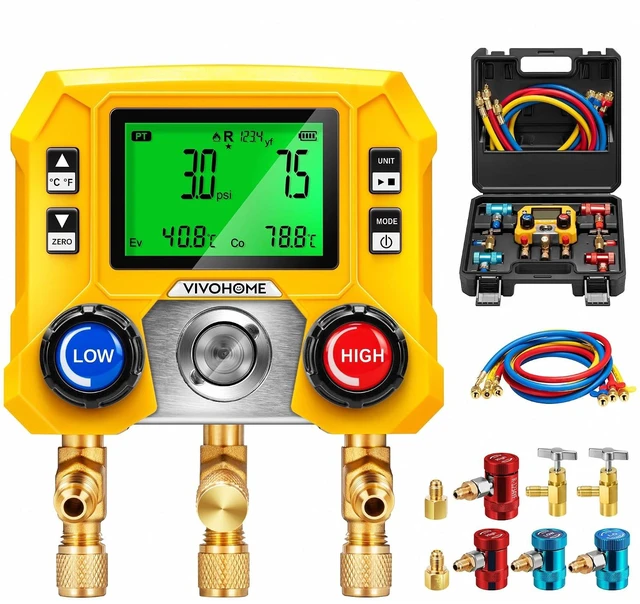 Main image of Digital HVAC Manifold Gauge Set with R134a R1234yf Quick Couplers
