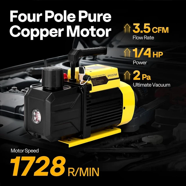 Alt view image 2 of 7 - 110V 1/4 HP 3.5 CFM Single Stage Rotary Vane HVAC Air Vacuum Pump