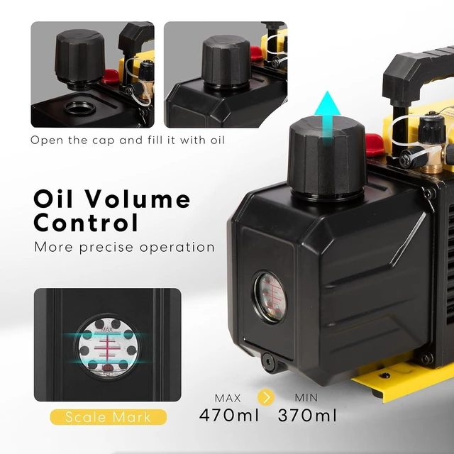 Alt view image 4 of 7 - 110V 3/4 HP 7.2 CFM Dual Stage Rotary Vane HVAC Air Vacuum Pump
