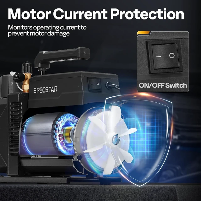 Alt view image 6 of 7 - 110V 1 HP 9.6 CFM 2 Stage Rotary Vane HVAC Air Vacuum Pump