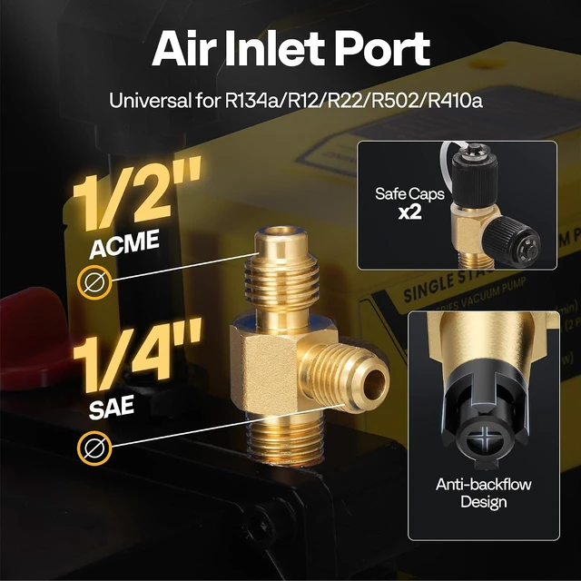 Alt view image 3 of 7 - 110V 1/4 HP 3.5 CFM Single Stage Rotary Vane HVAC Air Vacuum Pump