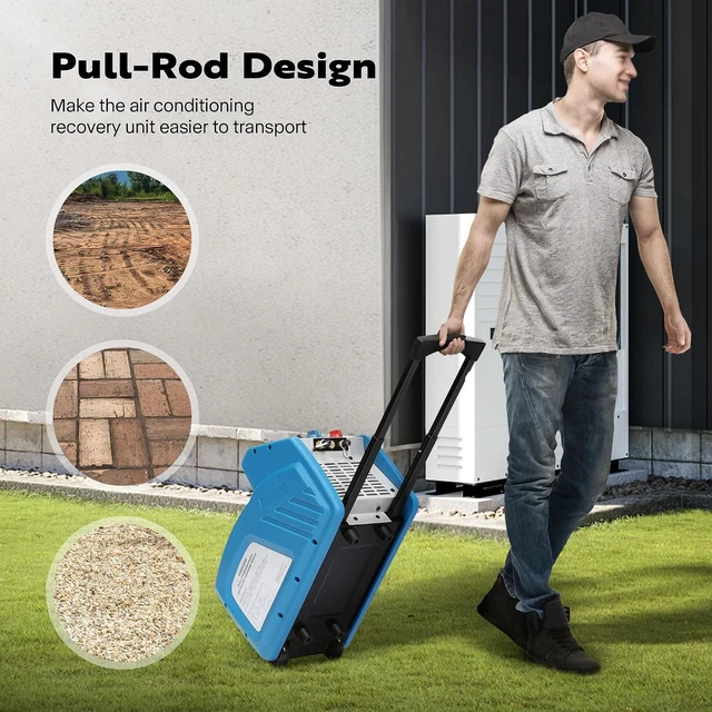 Alt view image 2 of 7 - 3/4 HP Trolley Design Portable HVAC Refrigerant Recovery Machine