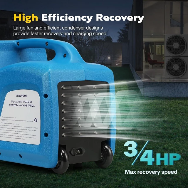Alt view image 3 of 7 - 3/4 HP Trolley Design Portable HVAC Refrigerant Recovery Machine