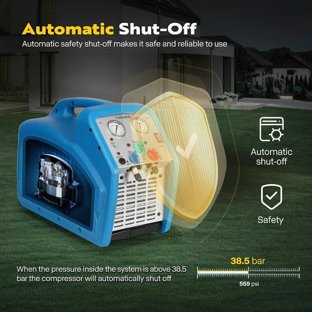 Alt view image 4 of 7 - 3/4 HP Trolley Design Portable HVAC Refrigerant Recovery Machine