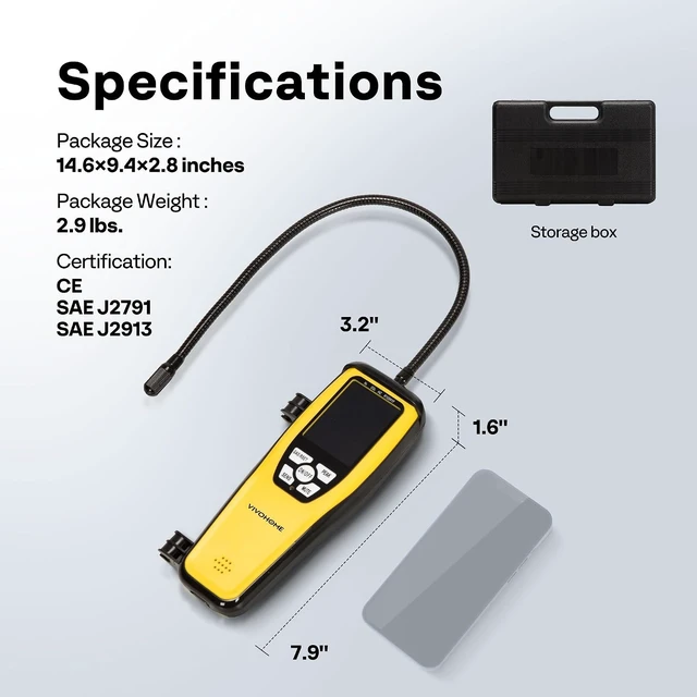 Alt view image 6 of 7 - HVAC Refrigerant Freon Leak Detector with Rechargeable Battery