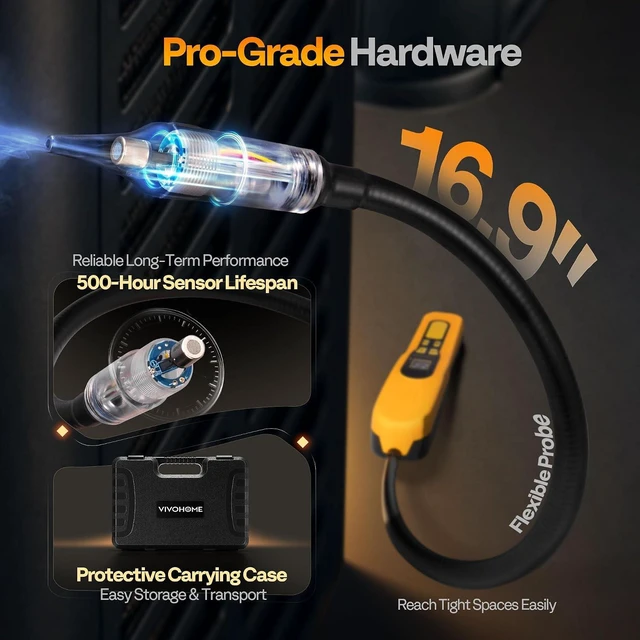 Alt view image 4 of 7 - HVAC Refrigerant Leak Detector with LED Light Battery Powered