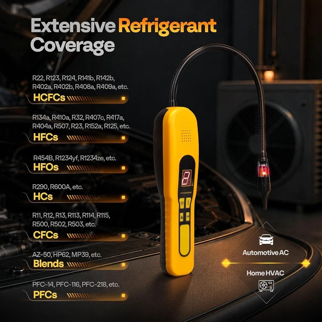 Alt view image 2 of 7 - HVAC Refrigerant Leak Detector with LED Light Battery Powered