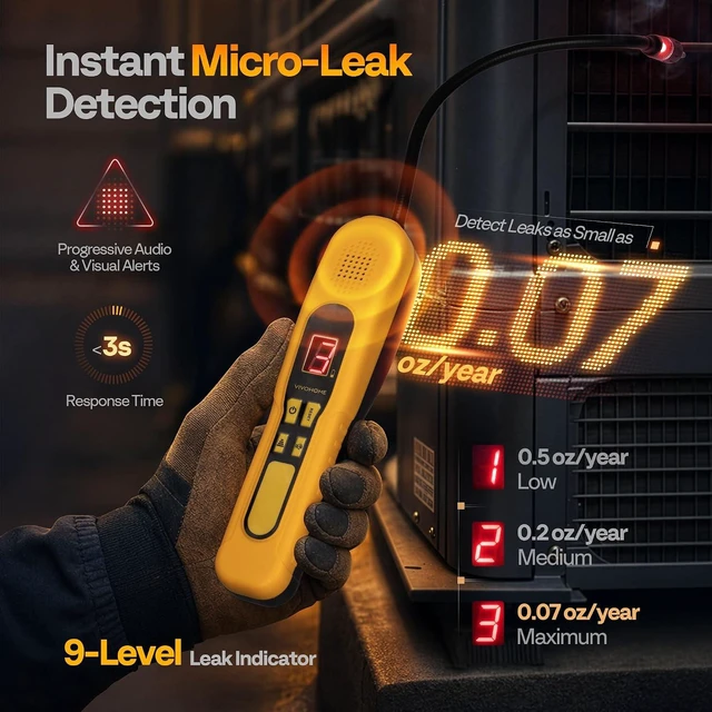 Alt view image 3 of 7 - HVAC Refrigerant Leak Detector with LED Light Battery Powered
