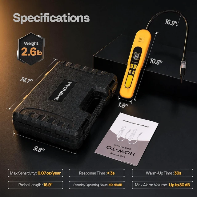 Alt view image 7 of 7 - HVAC Refrigerant Leak Detector with LED Light Battery Powered