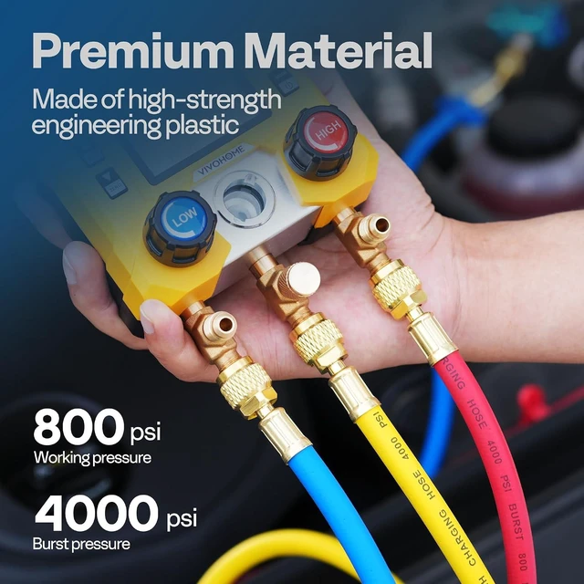 Alt view image 6 of 7 - Digital HVAC Manifold Gauge Set with R134a R1234yf Quick Couplers and Can Taps with 1/4 HP 3.5 CFM Single Stage A2L HVAC Vacuum Pump, Sparkless Motor
