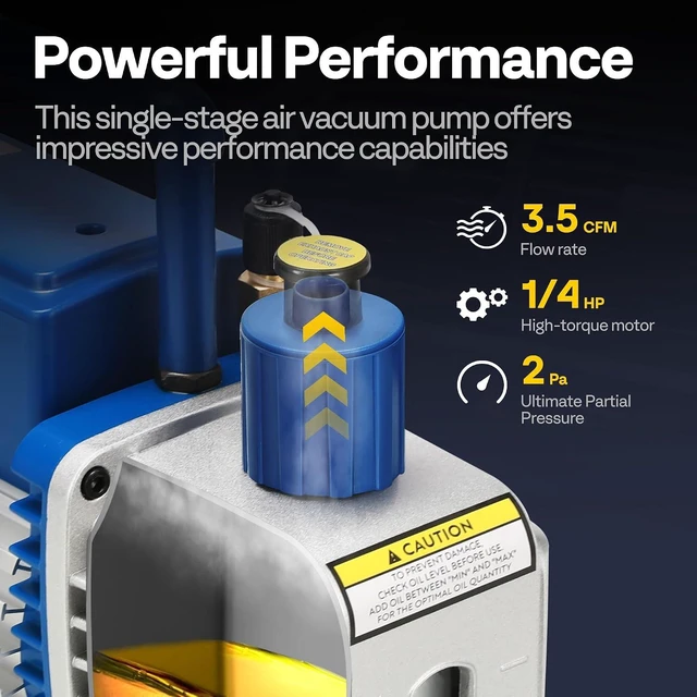 Alt view image 3 of 7 - A2L 1/4 HP 3.5 CFM 1 Stage HVAC Vacuum Pump with Sparkless Motor