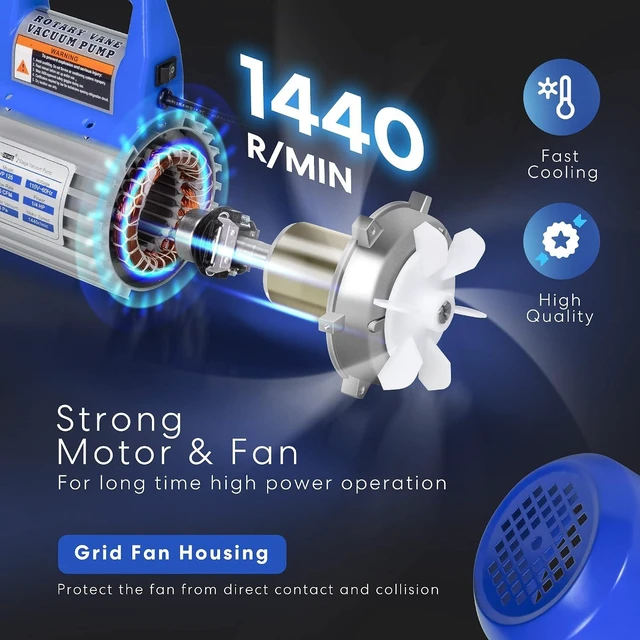 Alt view image 2 of 7 - 110V 1/4 HP 3.5 CFM Single Stage Rotary Vane Air Vacuum Pump and R134a Self Sealing Can Tap Opener for R134a Refrigerant