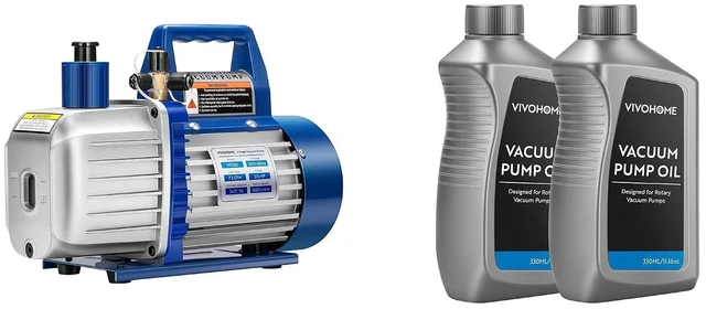 Main image of 3/4 HP 7.2 CFM 110V Dual Stage HVAC Vacuum Pump with 2 Pack Premium High Vacuum Pump Oil 330ml/11.16oz