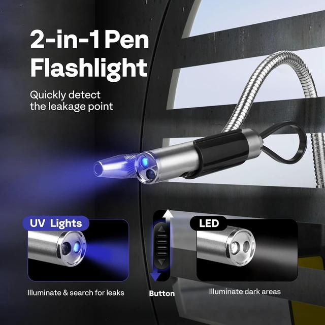 Alt view image 5 of 7 - HVAC Refrigerant Freon Leak Detector with LED Light and R134a Can Tap Valve Puncture Style, Refrigerant Dispenser with Tank Adapter for 1/4" and 1/2" AC Charging Hoses