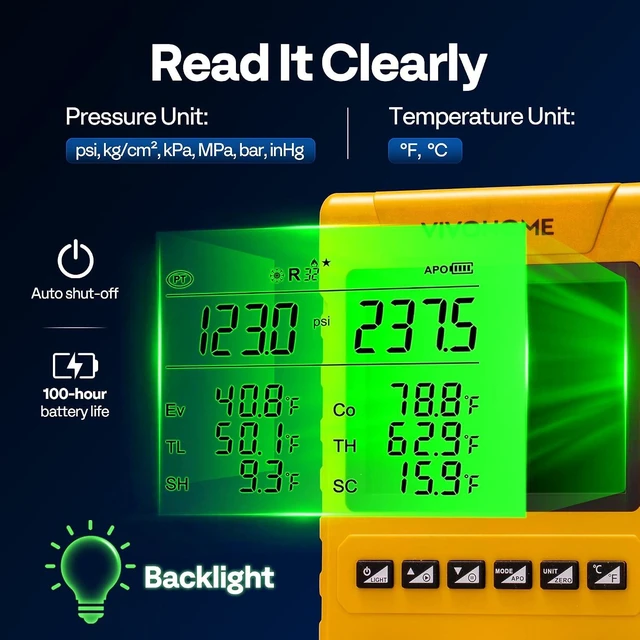 Alt view image 5 of 7 - Digital HVAC Manifold Gauges with 2 Wired Temperature Clamp Probes