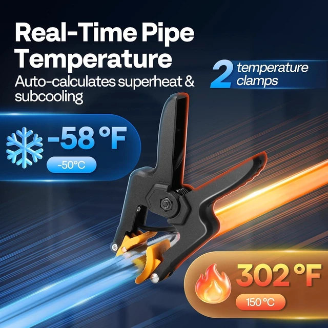 Alt view image 4 of 7 - Digital HVAC Manifold Gauges with 2 Wired Temperature Clamp Probes