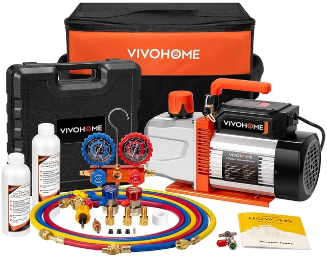 Main image of VG Series 1/2HP 5CFM 2 Stage AC Vacuum Pump and Manifold Gauge Set