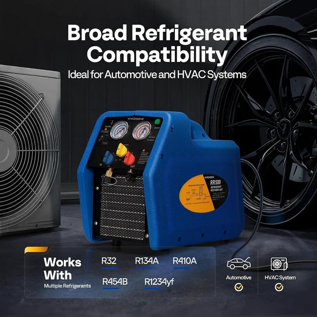 Alt view image 2 of 7 - A2L 1 HP Dual Cylinder Portable Refrigerant Recovery Machine