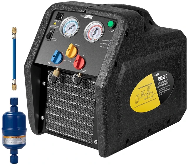 Alt view image 2 of 7 - R1234YF 1 HP Dual Cylinder Portable Refrigerant Recovery Machine with High Precision Electronic Digital Refrigerant Charging Weight Scale Orange