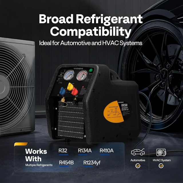 Alt view image 2 of 7 - A2L 1 HP Dual Cylinder Portable Refrigerant Recovery Machine