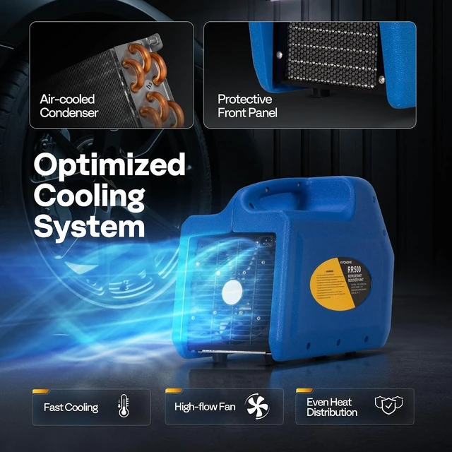 Alt view image 4 of 7 - A2L 1 HP Dual Cylinder Portable Refrigerant Recovery Machine