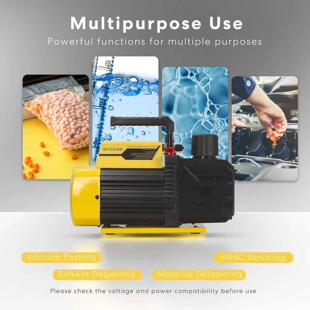 Alt view image 6 of 7 - 110V 3/4 HP 7.2 CFM Dual Stage Rotary Vane HVAC Air Vacuum Pump