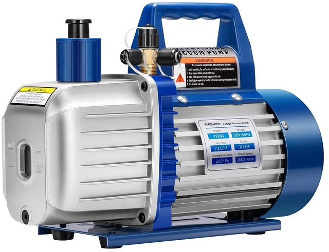 Alt view image 2 of 7 - 3/4 HP 7.2 CFM 110V Dual Stage HVAC Vacuum Pump with 2 Pack Premium High Vacuum Pump Oil 330ml/11.16oz