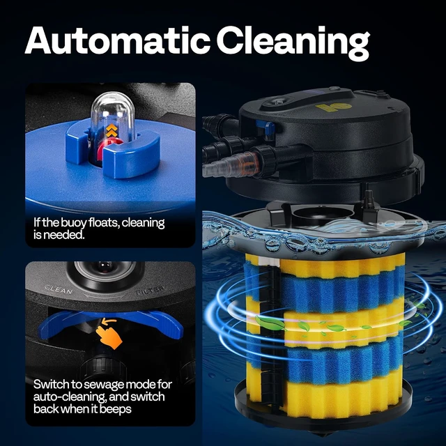 Alt view image 3 of 7 - 2640GPH Auto-Cleaning Pressurized Bio Pond Filter with 18W Light