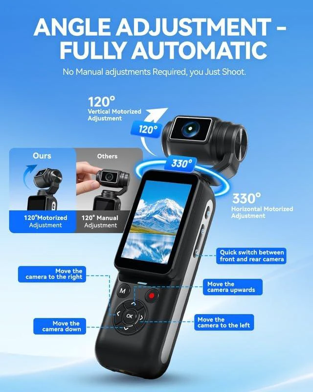 Alt view image 2 of 7 - 4K Vlog Camera with 80MP, WiFi & Face Tracking, 2.2'' Rotatable Touchscreen and 330° Rotating Lens, Portable YouTube Cameras for Content Creators