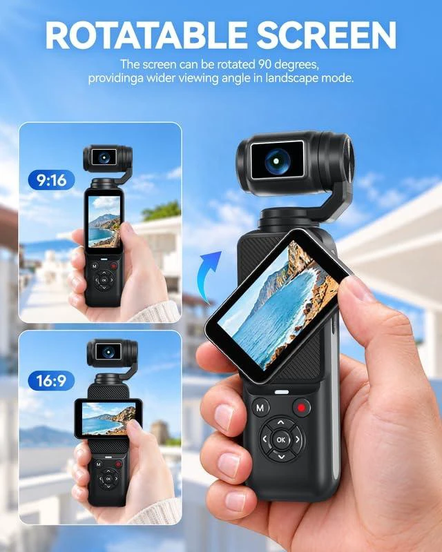 Alt view image 3 of 7 - 4K Vlog Camera with 80MP, WiFi & Face Tracking, 2.2'' Rotatable Touchscreen and 330° Rotating Lens, Portable YouTube Cameras for Content Creators