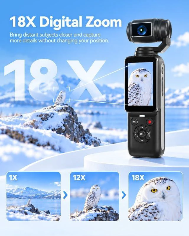 Alt view image 6 of 7 - 4K Vlog Camera with 80MP, WiFi & Face Tracking, 2.2'' Rotatable Touchscreen and 330° Rotating Lens, Portable YouTube Cameras for Content Creators