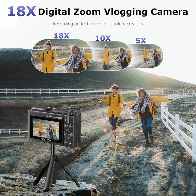 Alt view image 6 of 7 - 8K Digital Camera for Photography, Autofocus Vlogging Camera for YouTube, 18X Zoom & 3" 180° Flip Screen 88MP Travel Camera with 2 Batteries and 32 GB Gard, Gunmetal